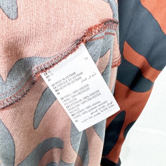 On‎ 34th Sleeveless Maxi Dress Womens Size 10 Brown Black Leaf Print V Neck - Picture 6 of 6